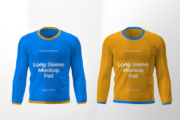 Mockup di due design t-shirt manica lunga isolato