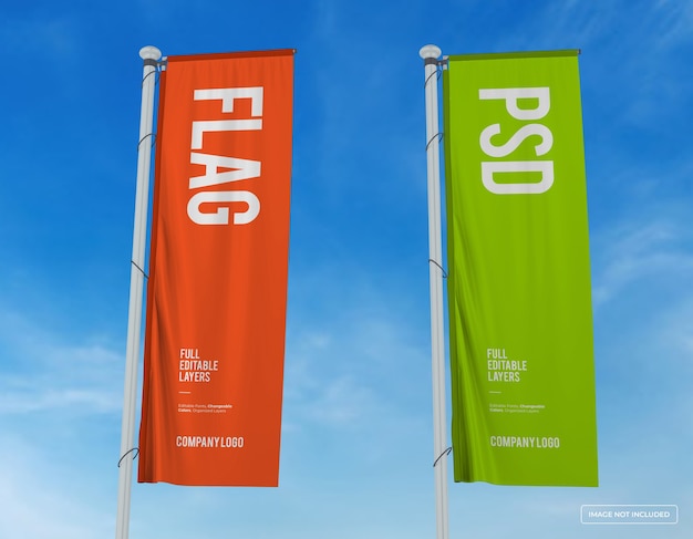 PSD mockup of two vertical flags design