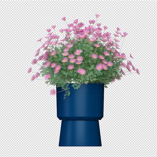 Mockup van 3d-gerenderde planten in pot