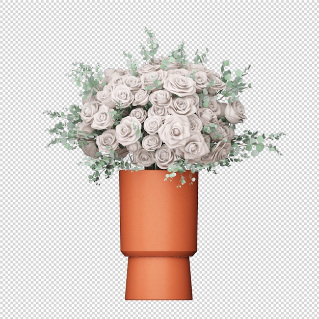 Mockup van 3D-gerenderde planten in pot