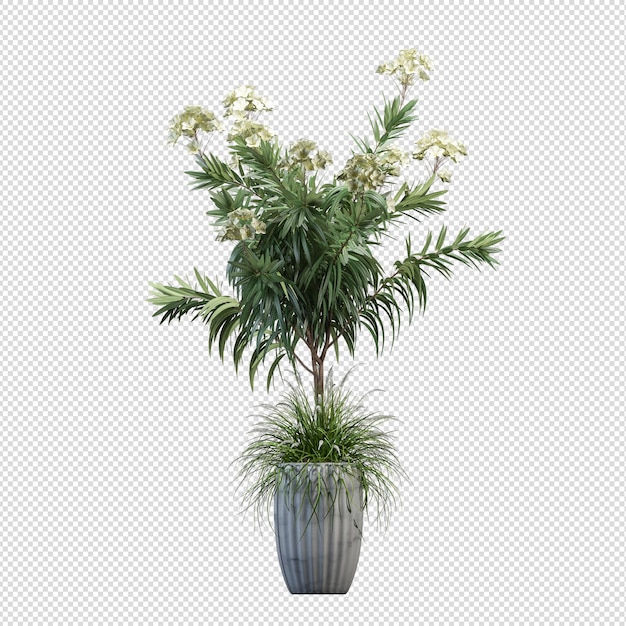 Mockup van 3d-gerenderde planten in potten