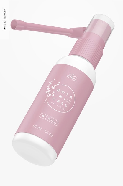 Mockup van 50 ml plastic spuitfles, drijvend