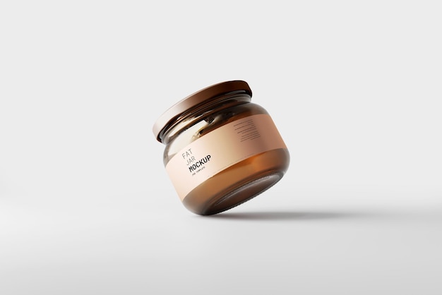 Mockup van amberkleurige glazen pot