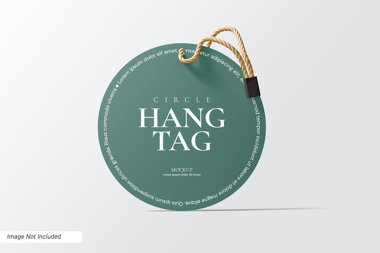PSD mockup van de cirkelhangtag voorzijde