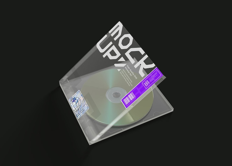 PSD mockup van de doorzichtige cd-sleeve