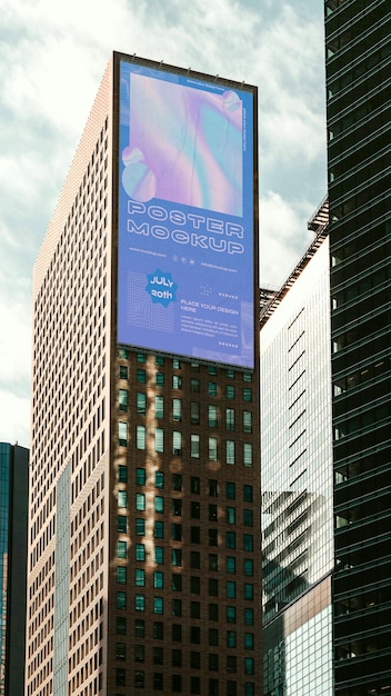Mockup van de skyline van het billboard