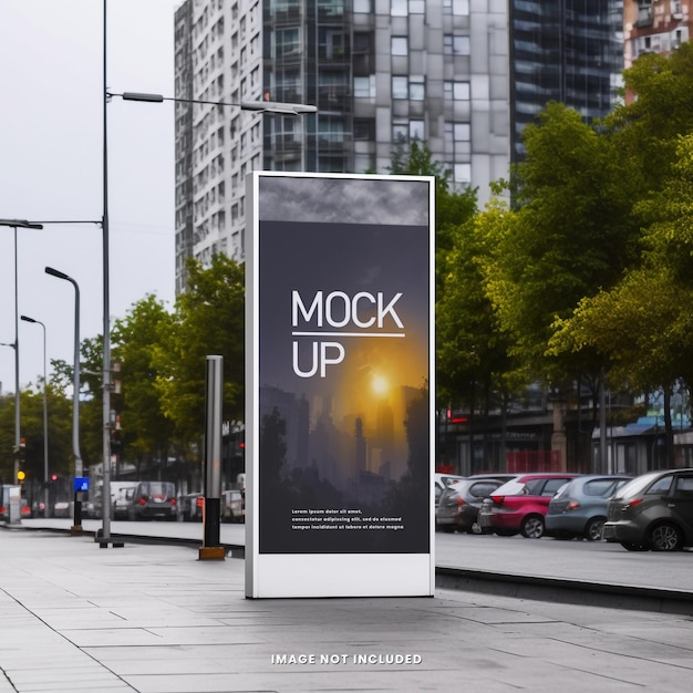 PSD mockup van digitale reclameborden in de stad