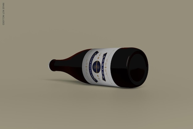 Mockup van donkere glazen fles