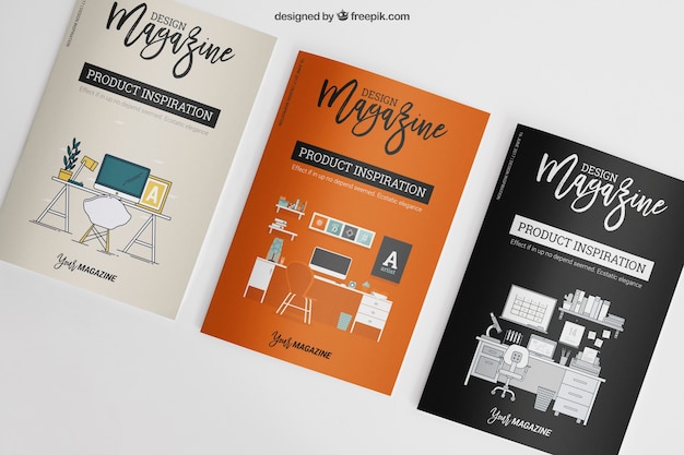 PSD mockup van drie brochures