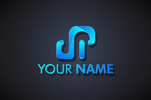 Mockup van een 3D-metaal logo Bewerkbaar bedrijfslogo Mockup