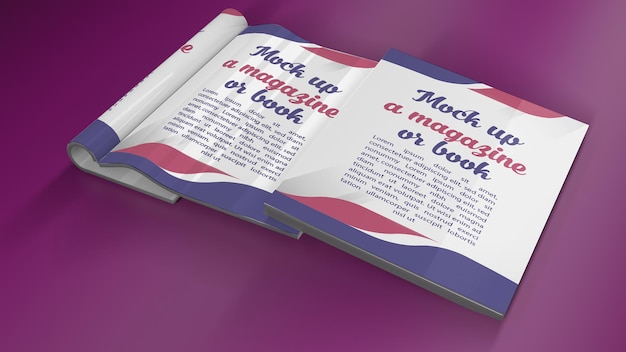 PSD mockup van een 3d-renderingboek of tijdschrift