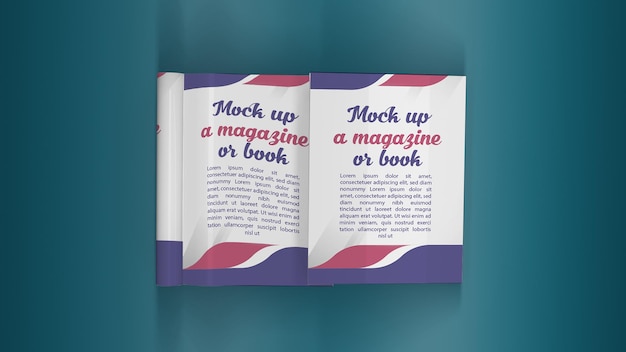 PSD mockup van een 3d-renderingboek of tijdschrift