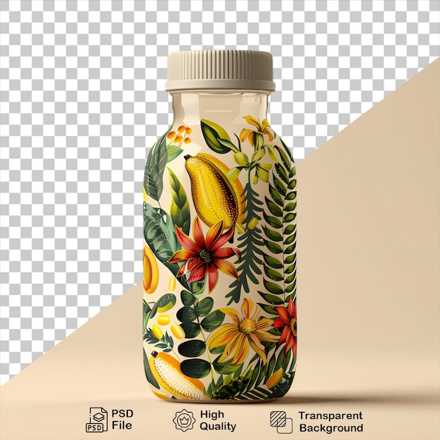 Mockup van een fles met vers sap op een doorzichtige achtergrond inclusief png-bestand