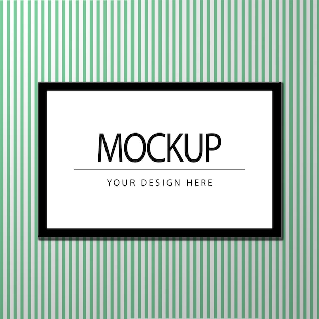Mockup van een frame op een groen gestreepte muur
