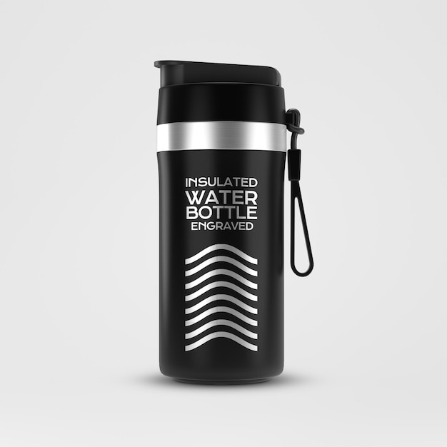 Mockup van een geïsoleerde watergravureerde fles