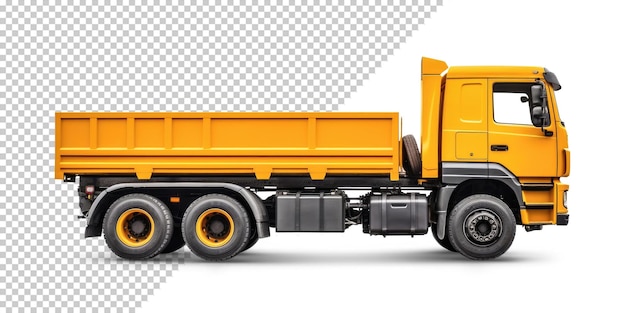 PSD mockup van een gele vrachtwagen