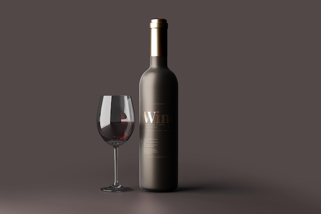 Mockup van een glazen wijnfles