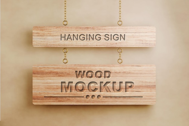 Mockup van een houten hangbord