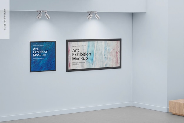 Mockup van een kunsttentoonstelling, linkse weergave