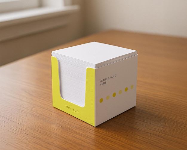 Mockup van een notitieblok op een tafel