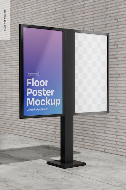 PSD mockup van een poster voor een commerciële vloer