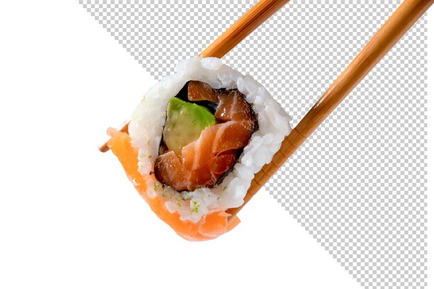 Mockup van een sushirol in eetstokjes