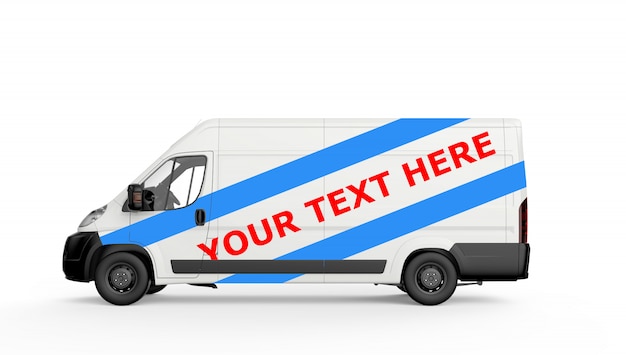 PSD mockup van een witte bestelwagen