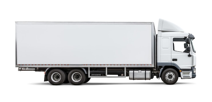 PSD mockup van een witte vrachtwagen
