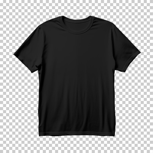 Mockup van een zwart t-shirt voor en achter op een doorzichtige achtergrond