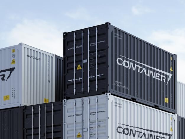 Mockup van gestapelde verzendcontainers