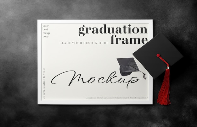 PSD mockup van het afstudeerframe van bovenaf