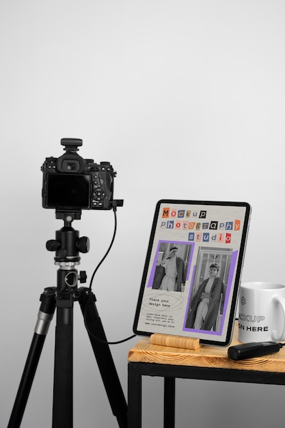 Mockup van het apparaat in de fotostudio