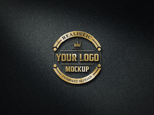 Mockup van het gouden metalen logo