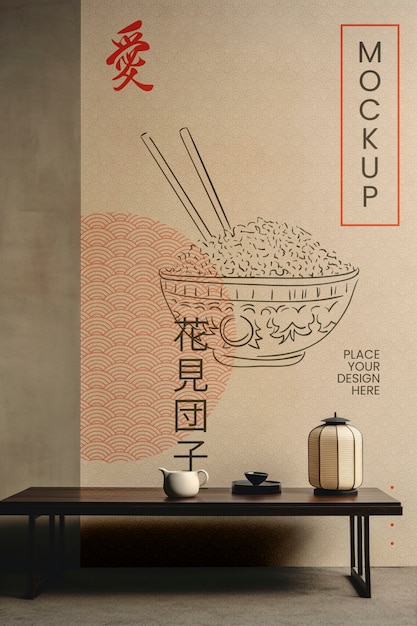 PSD mockup van het japanse logo