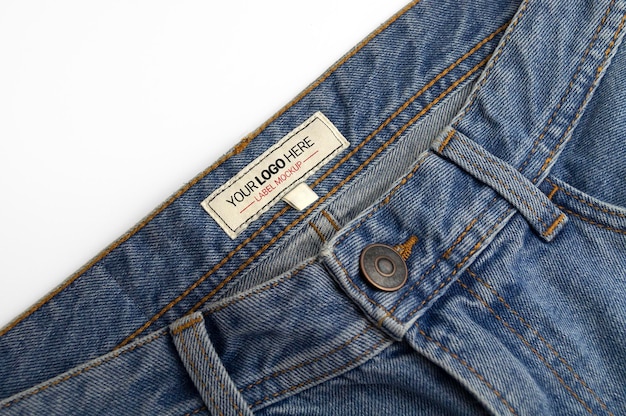 PSD mockup van het label van een denim broek