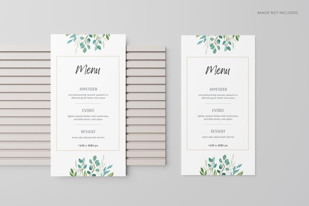 Mockup van het menuconcept van het restaurantvoedsel met vaatwerk