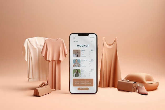 Mockup van het online winkelapparaat