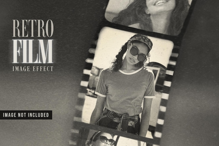 PSD mockup van het retro film image effect