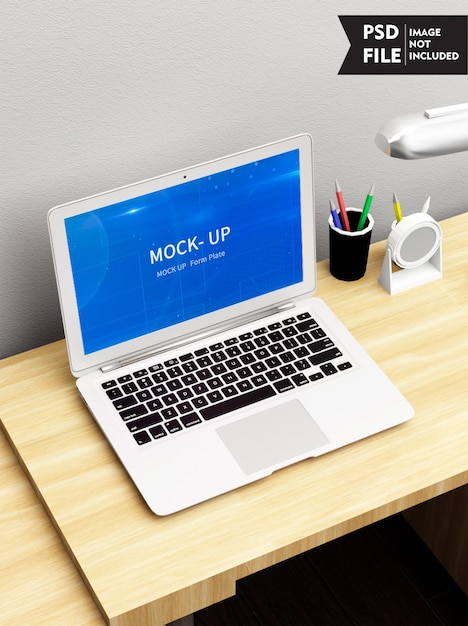 Mockup van laptop op tafel