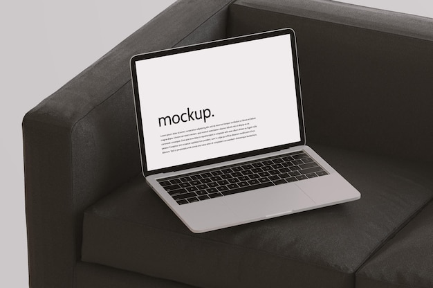 PSD mockup van laptopscherm op bank