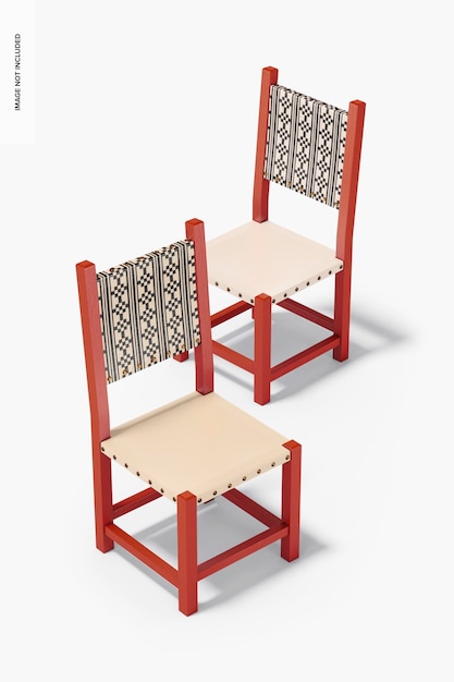 PSD mockup van lederen handwerkstoelen, hoge hoek