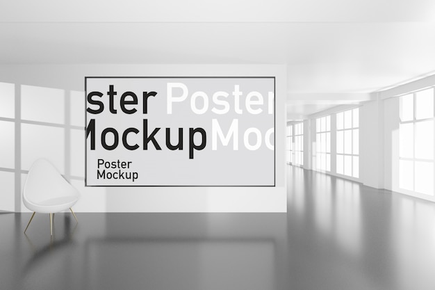 PSD mockup van leeg frame met minimale ruimte met 3d-rendering