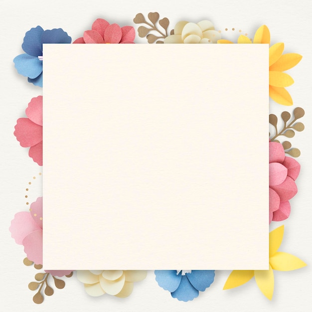 Mockup van met wilde bloemen versierd papieren frame