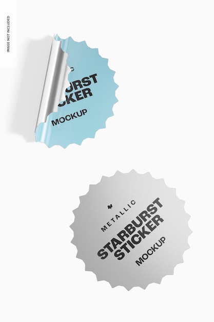 Mockup van metallic starburst-stickers