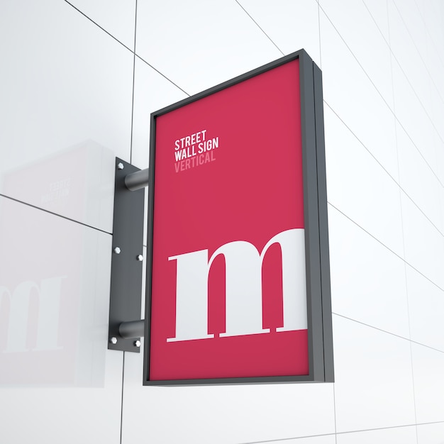 Mockup van moderne verticale opknoping logo bord