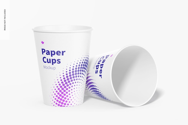 Mockup van papieren bekers, laten vallen