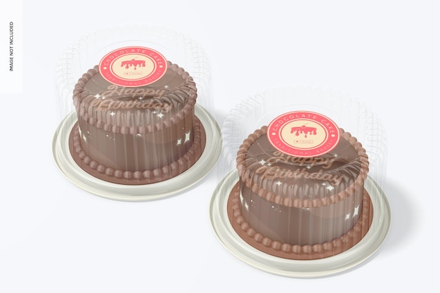 PSD mockup van plastic ronde cakecontainers