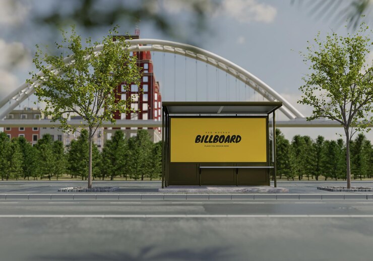PSD mockup van rechthoekig reclamebord psd