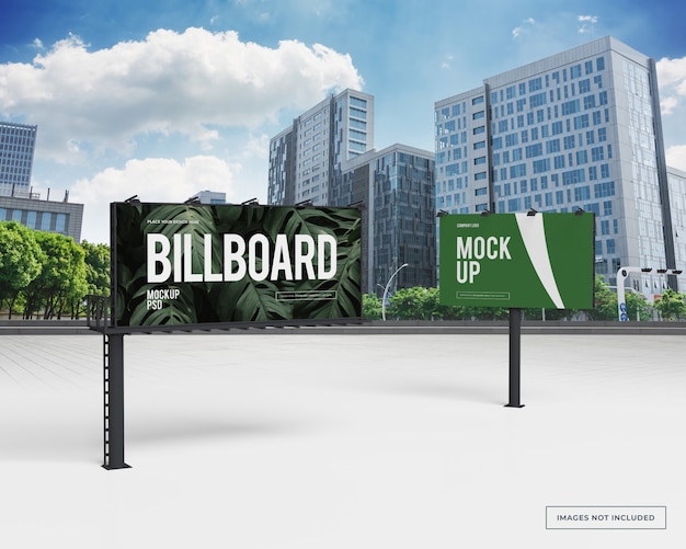 Mockup van rechthoekige reclameborden