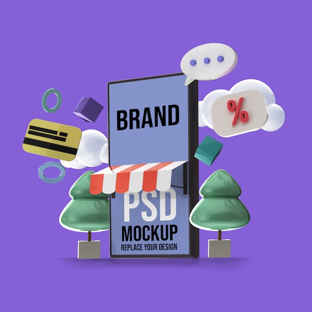 PSD mockup van smartphone om online te winkelen